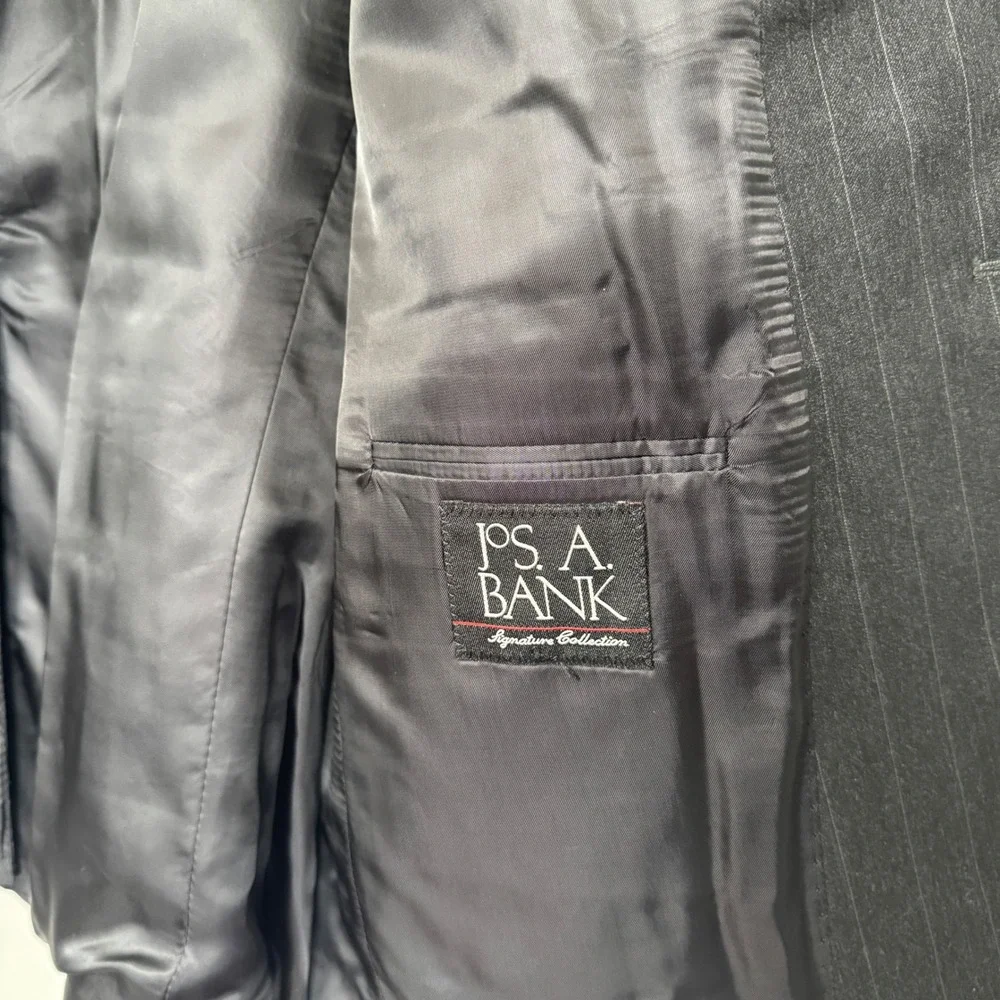 Jos A Bank Signature Collection 42L Wool Pinstripe Blazer Charcoal Grey Gordon‎